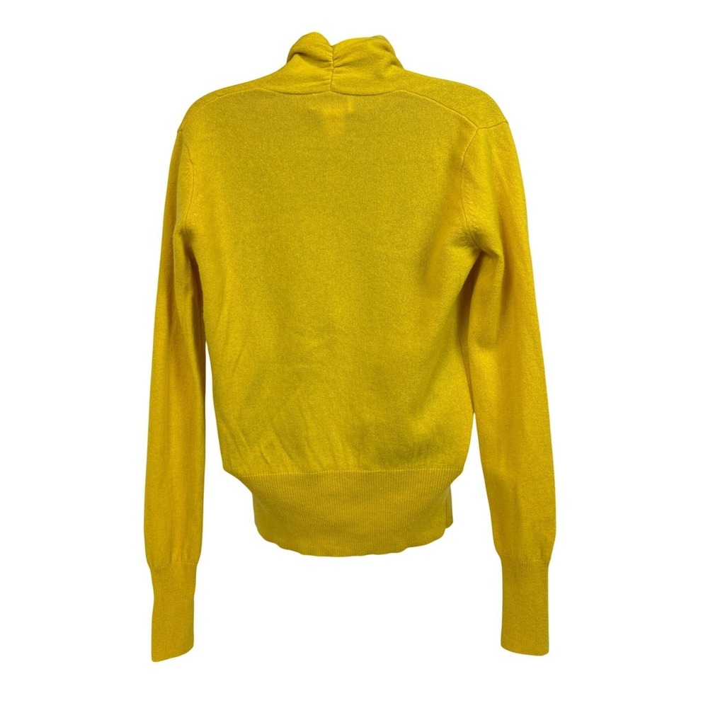 Neiman Marcus Cashmere Sweater Womens Medium Yellow Surplice Wrap V-Neck Knit - Picture 6 of 9